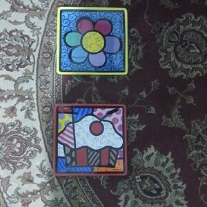 Rare Retired Romero Britto    Side Plates